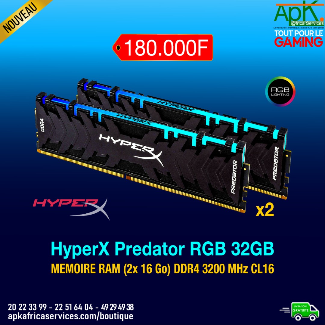 CORSAIR VENGEANCE RGB PRO- Barrette RAM DDR4- 64 Go (2x32) Haut de  Gamme-3200MHz, C16, XMP 2.0) Eclairage LED RGB Dynamique - APK Africa  Boutique